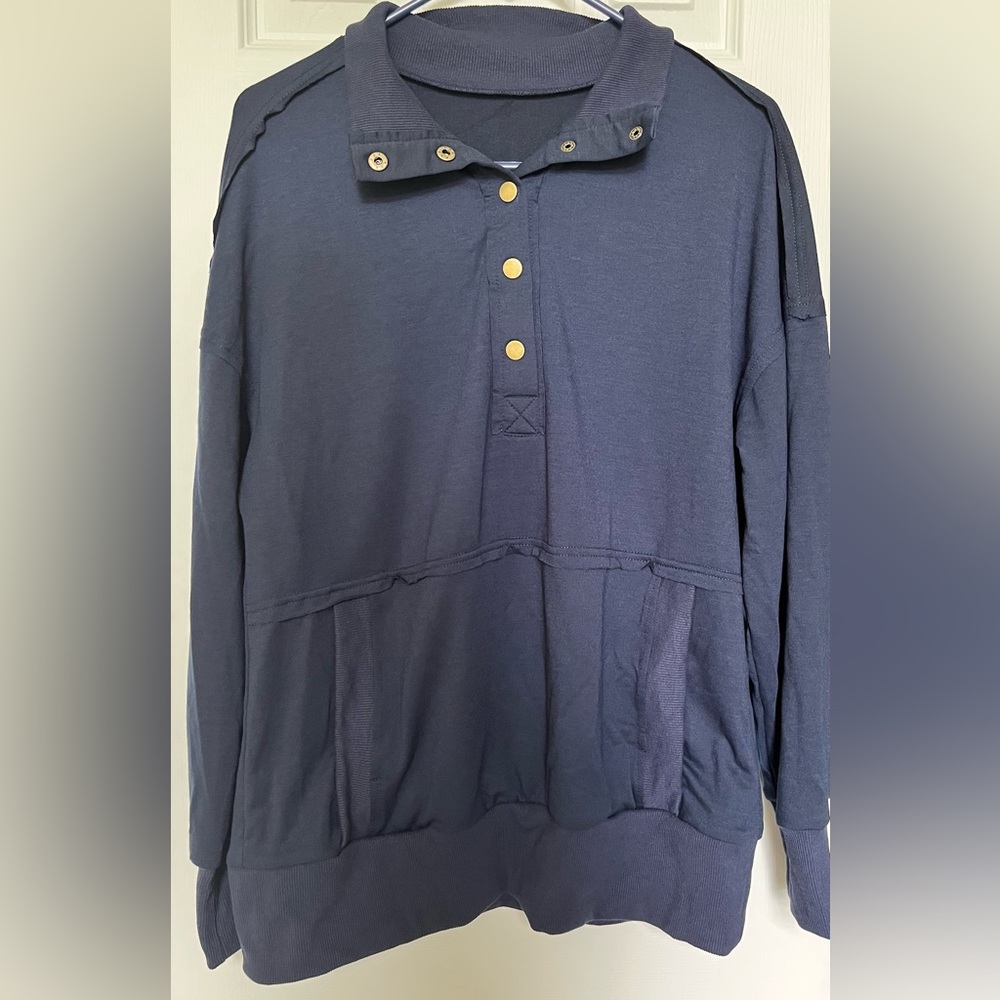 SHEIN Dark Blue Hoodie with Gold Accents